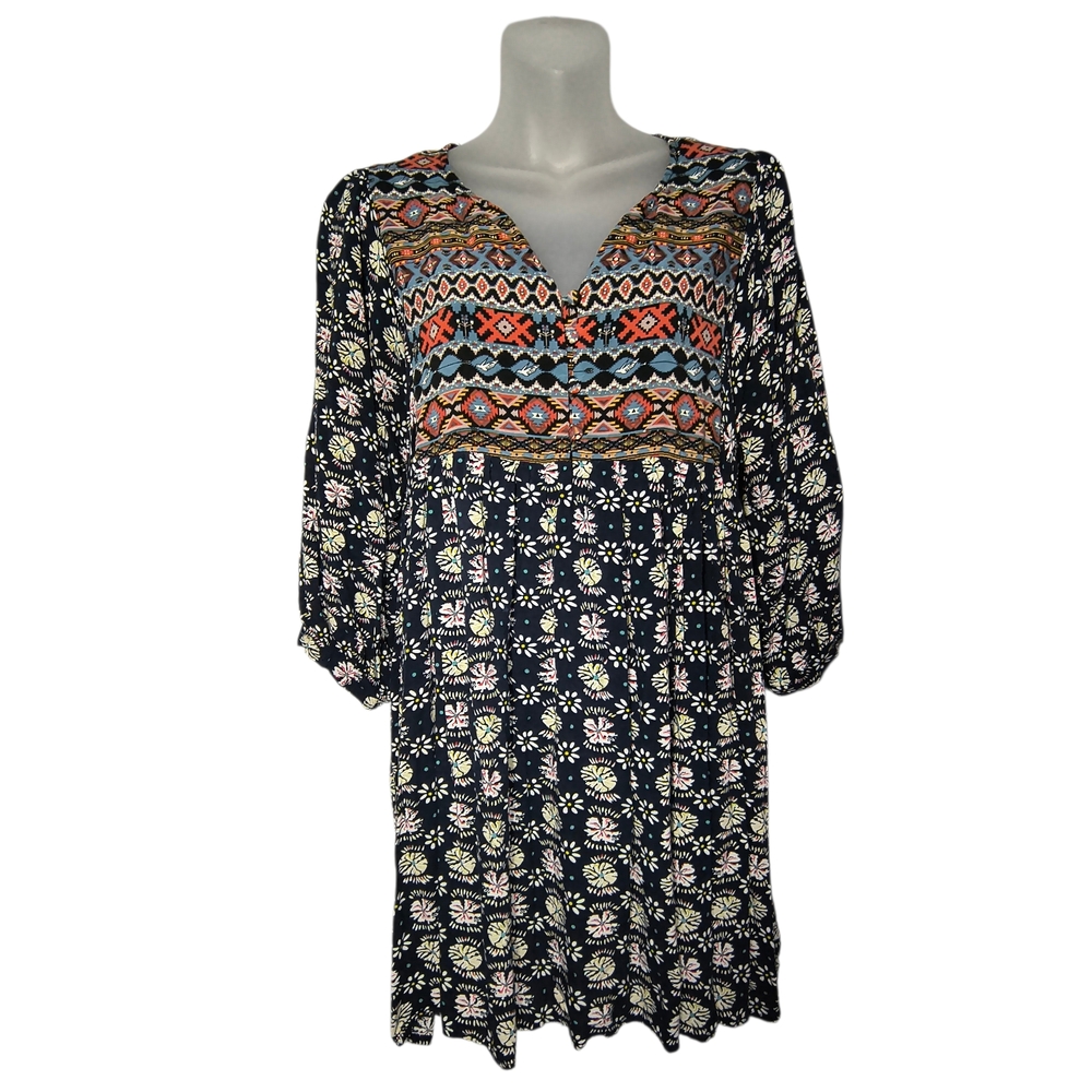 Umgee Large Multicolor Aztec Patterned Mini Dress… - image 1